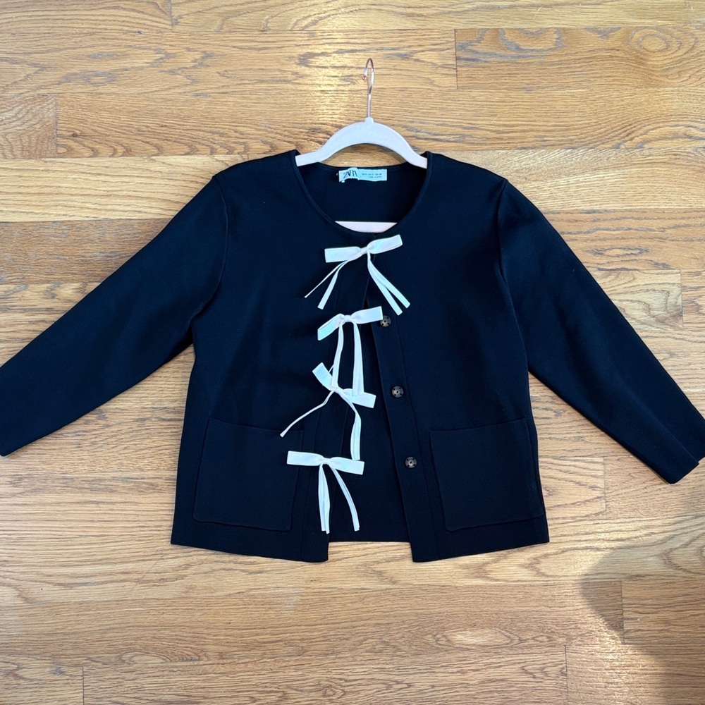 Zara Black Bow Cardigan
